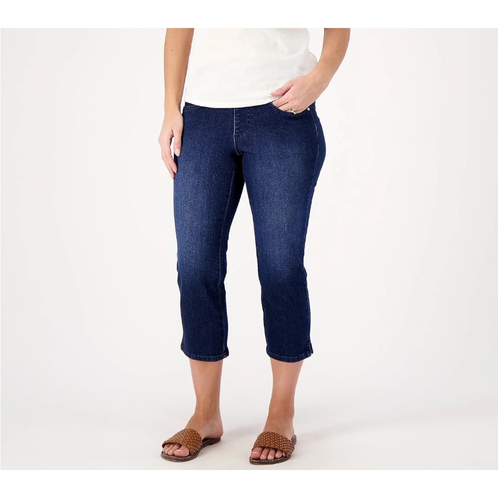 Belle by Kim Gravel Tall TruTemp Denim Crop Jean-Dark Indigo- 6 Tall